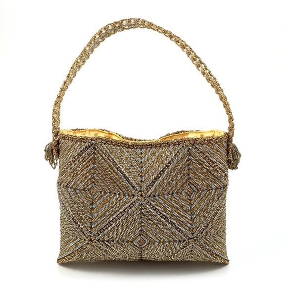1950’s Japanese silver + gold crochet purse MAGID - Picture 2 of 8